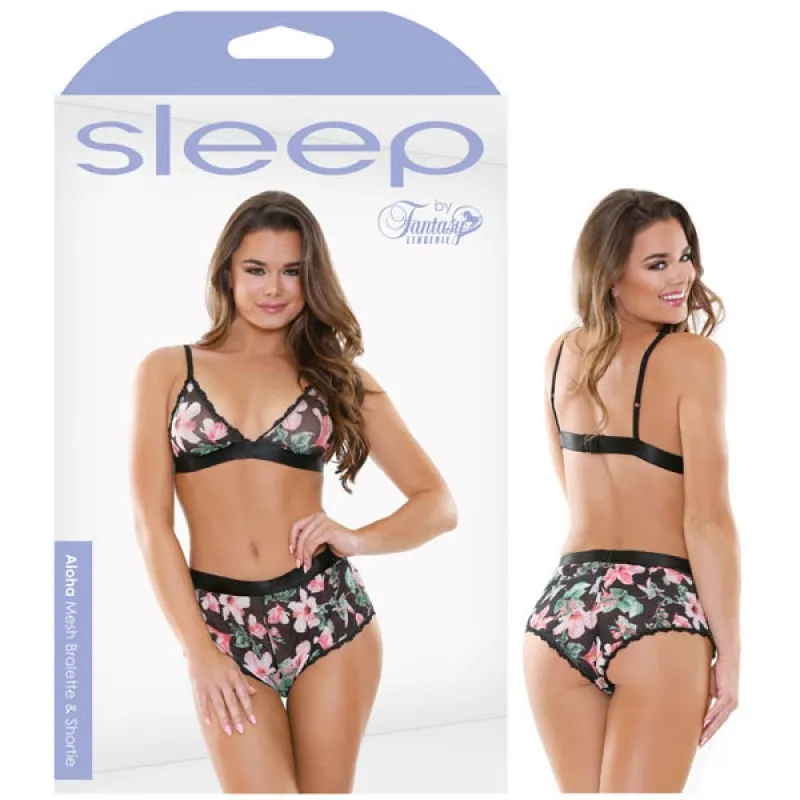 Fantasy Lingerie - Sleep Aloha Mesh Bralette & Shortie - S/M