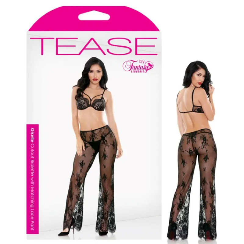 Fantasy Lingerie - Tease Giselle Cutout Bralette with Matching Lace Pant - L/XL