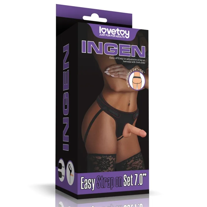 Ingen Easy Strap-On Set with Balls - 7'' Flesh