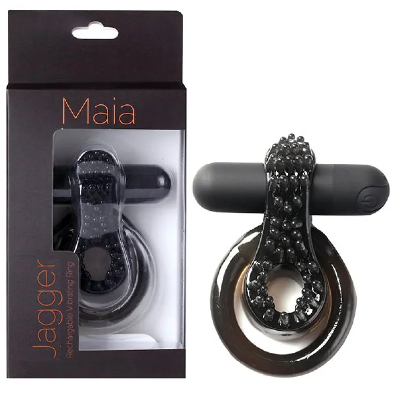 Maia Jagger Vibrating Cock & Ball Ring - Black