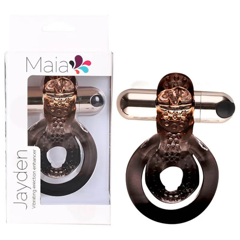 Maia Jayden Vibrating Cock & Ball Ring - Black