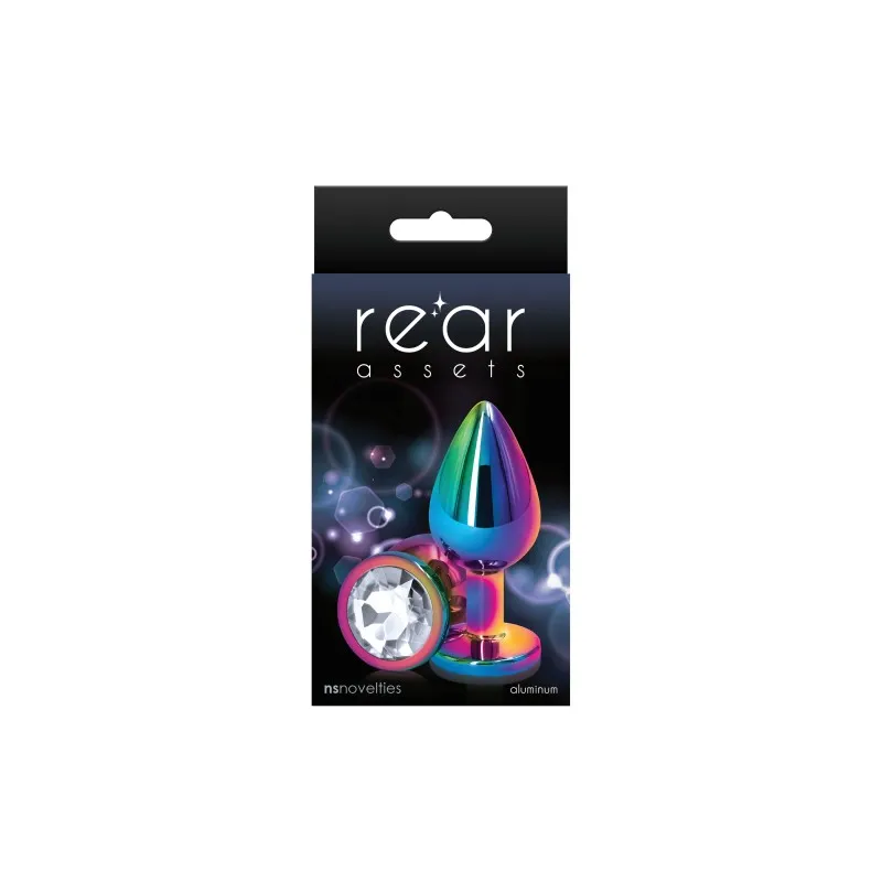 Rear Assets Multicoloured Butt Plug - Medium (Round Clear Gem)