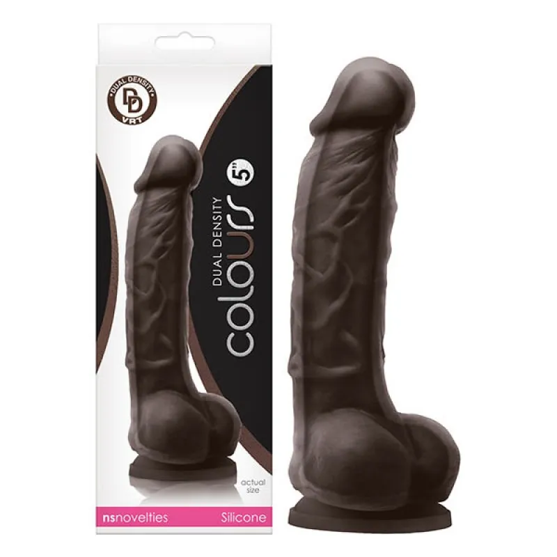 Colours Dual Density 5-inch Dildo - Dark Brown