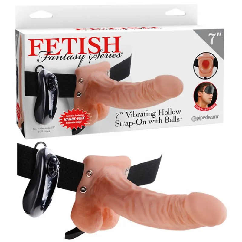 Fetish Fantasy Series 7'' Vibrating Hollow Strap-on With Balls - Flesh