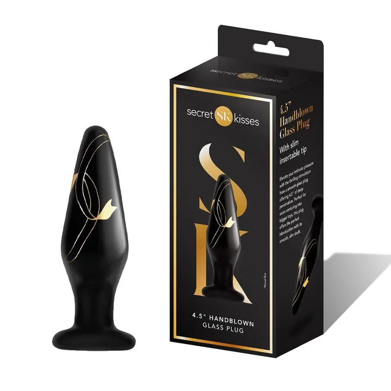 Secret Kisses Handblown Glass 4.5'' Plug - Black