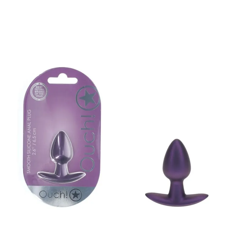OUCH! Smooth Silicone Anal Plug Small - Metallic Purple