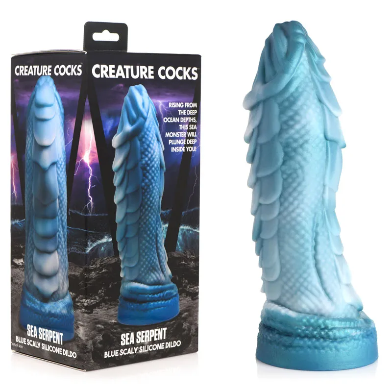 Creature Cocks Sea Serpent Blue Scaly Dildo