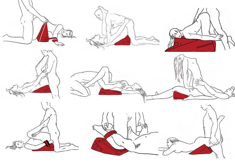 a diagram showing various sex pillow positions