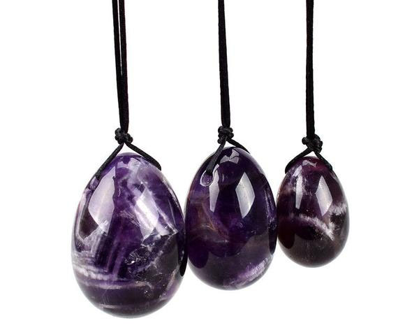 Purple Drilled Amethyst Yoni Egg Set